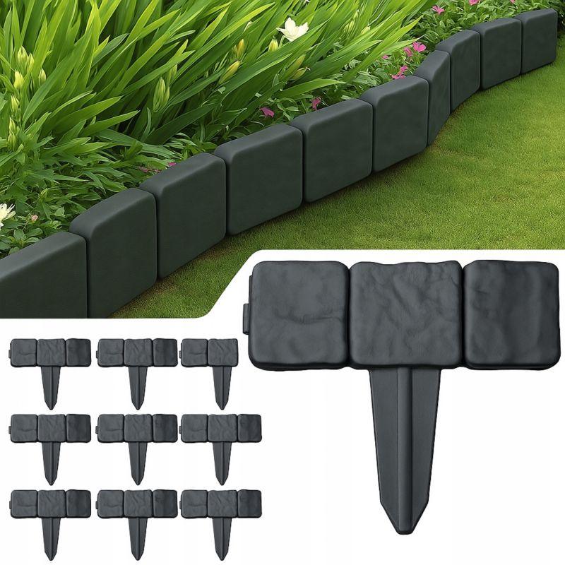 PALISADA OGRODOWA Szeroka KAMIEŃ 250CM Kamień Szeroka 25x23cm x10 szt