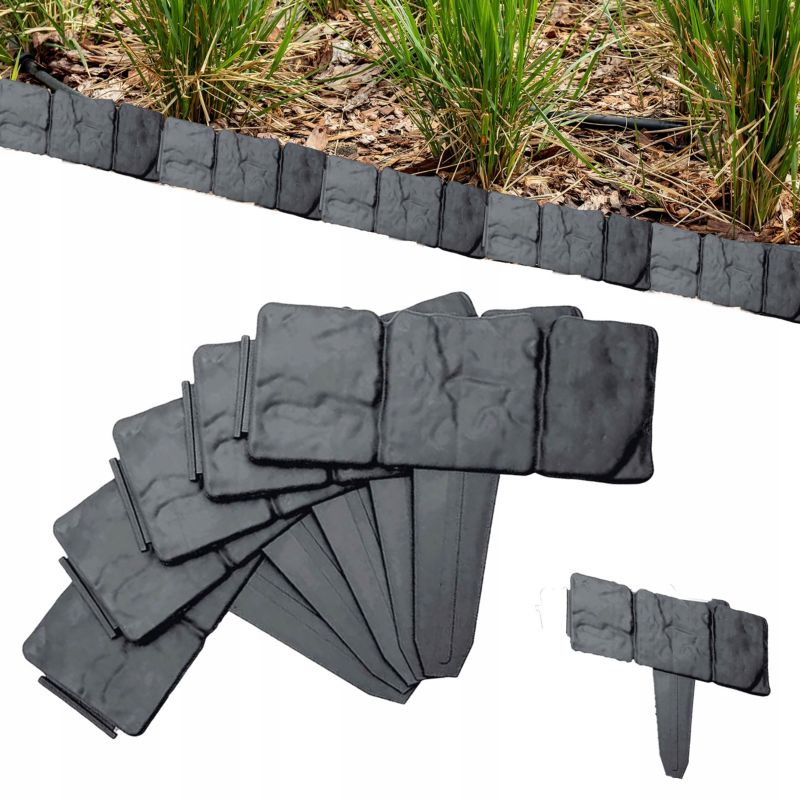 PALISADA OGRODOWA Szeroka KAMIEŃ 250CM Kamień Szeroka 25x23cm x10 szt