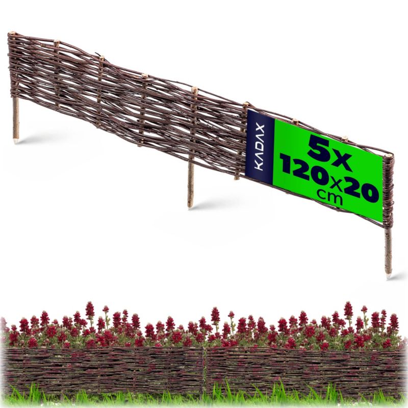 Palisada Wiklinowa KADAX 120x20 Płotek Wiklinowy Obrzeże Z Wikliny Ogrodowe 5szt