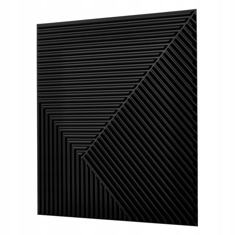 Panel BoHome Ścienny 3D Czarny Mat Geometryczny Wzór Frez PCV Dekoracyjny Wodoodporny Nowoczesny do Salonu Sypialni Biura 1 szt.