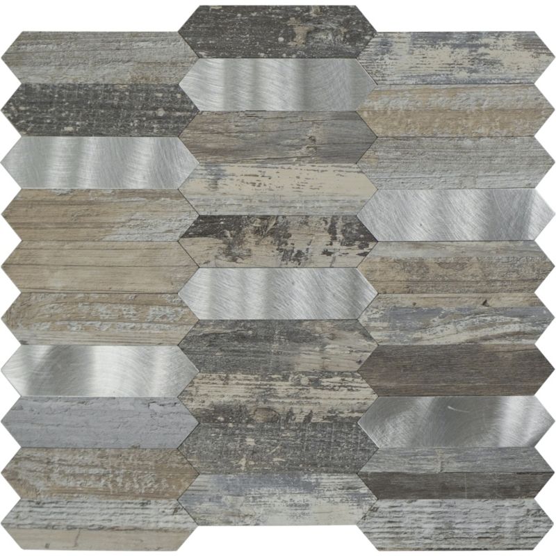 Panel ścienny samoprzylepny dekoracyjny MaxStone naklejka PCV Wood/Silver 1 szt.