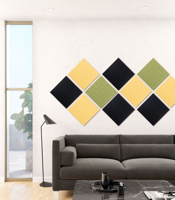 Panel filcowy ścienny dekoracyjny Multidecor Felly  40 x 40 cm  9 mm kwadrat gładki żółty 2 szt.