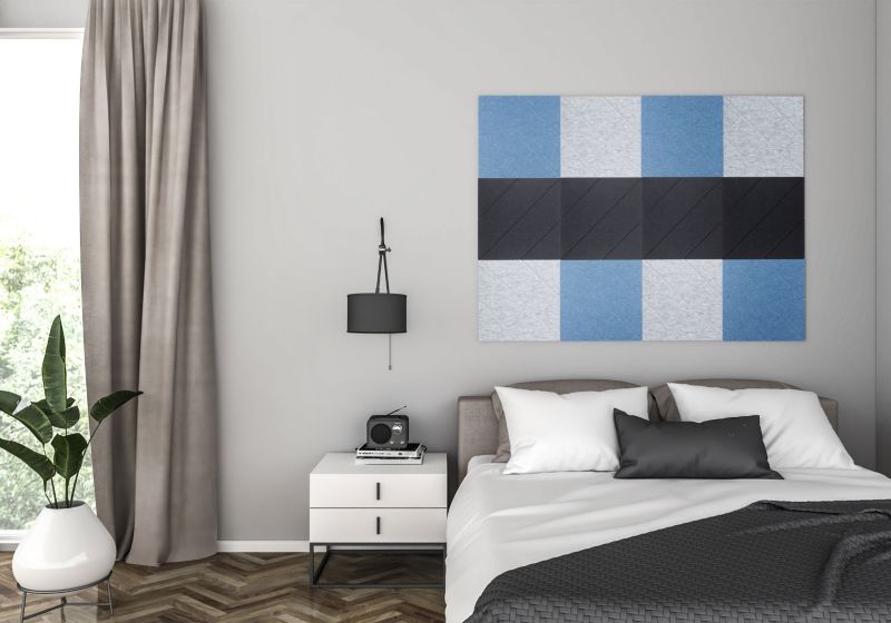 Panel filcowy ścienny dekoracyjny Multidecor Felly  40 x 40 cm  9 mm kwadrat ryflowany niebieski 2 szt.
