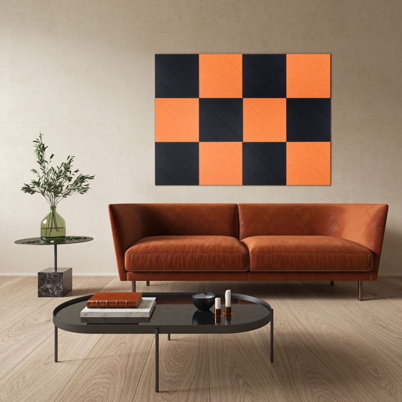 Panel filcowy ścienny dekoracyjny Multidecor Felly  40 x 40 cm  9 mm kwadrat ryflowany pomarańczowy 2 szt.