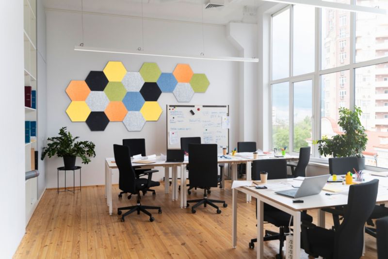 Panel filcowy ścienny dekoracyjny Multidecor Felly  40 x 46 cm  9 mm heksagon gładki żółty 2 szt.