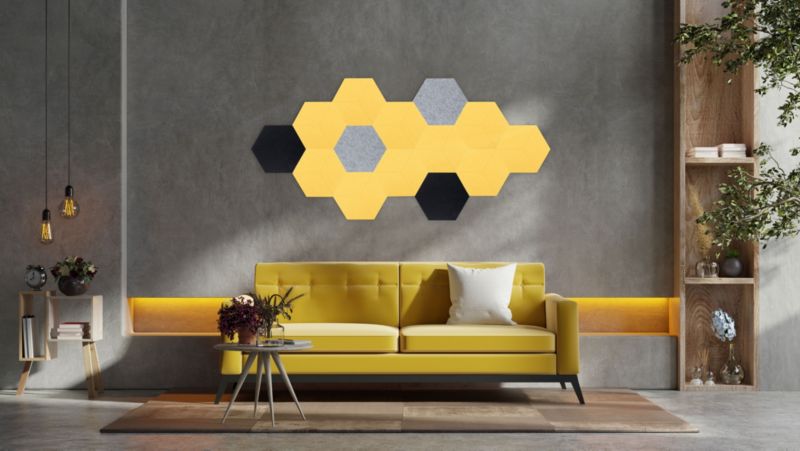 Panel filcowy ścienny dekoracyjny Multidecor Felly  40 x 46 cm  9 mm heksagon ryflowany czarny 2 szt.