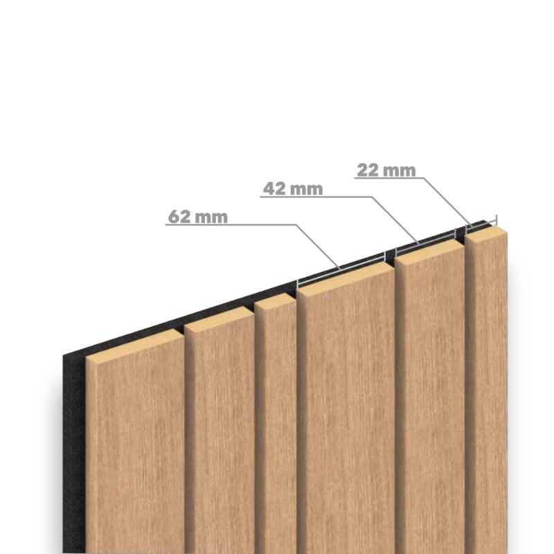 Panel lamelowy akustyczny ścienny Foge dąb 30 x 280 cm dąb saragossa