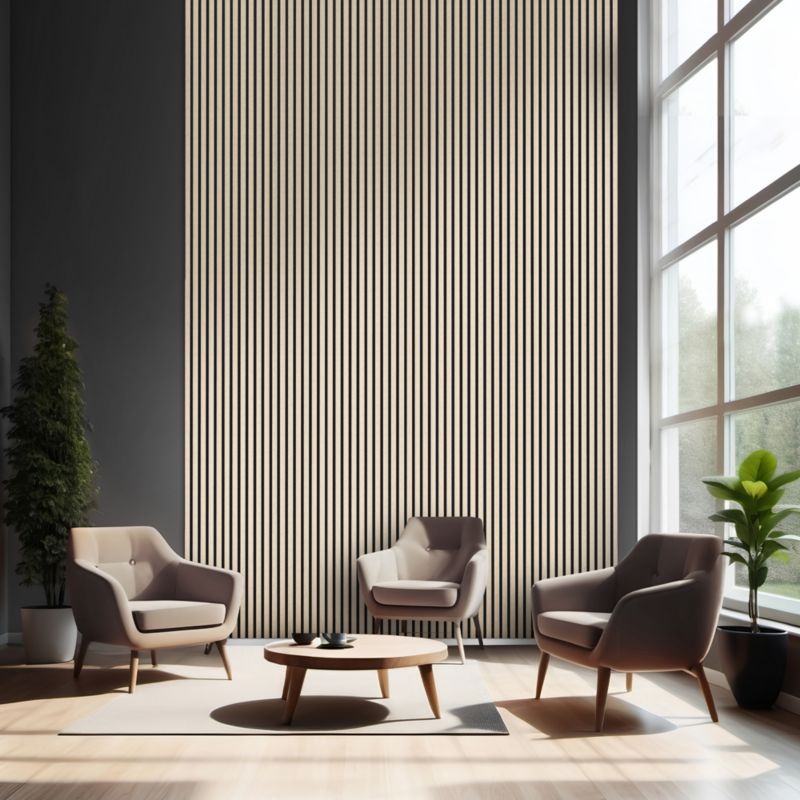 Panel lamelowy akustyczny ścienny Foge dąb 60 x 280 cm dąb jasny