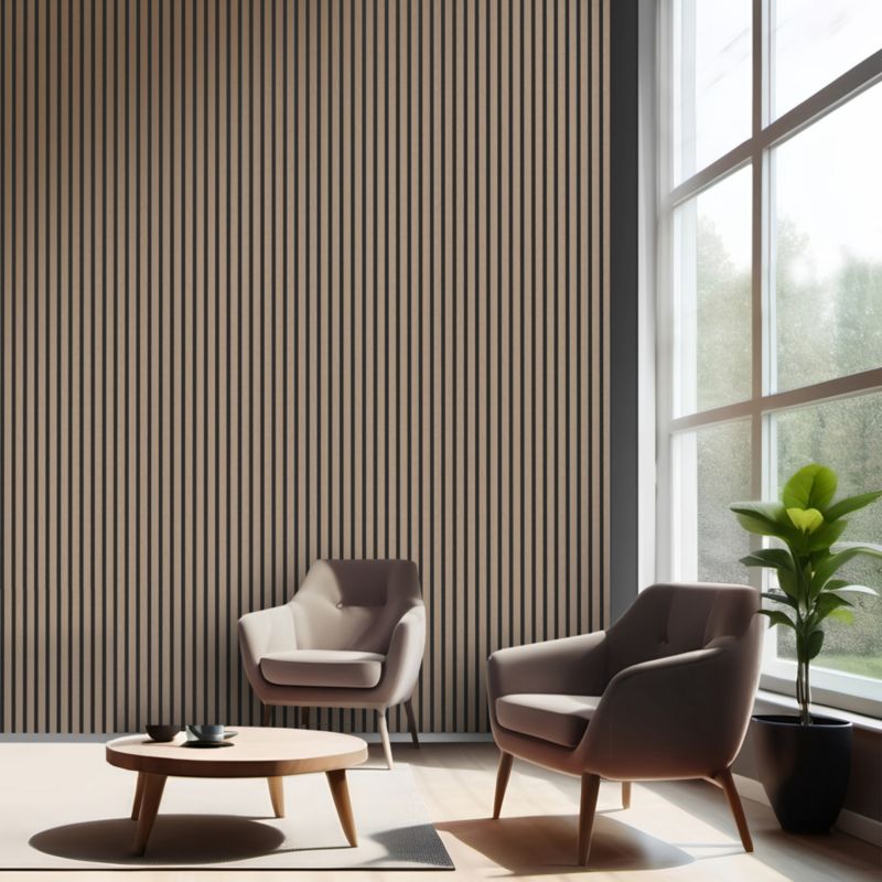 Panel lamelowy akustyczny ścienny Foge drewno 60 x 280 cm orzech