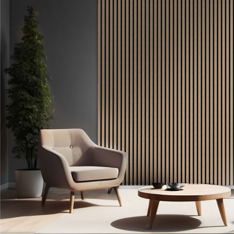 Panel lamelowy akustyczny ścienny Foge drewno 60 x 280 cm orzech
