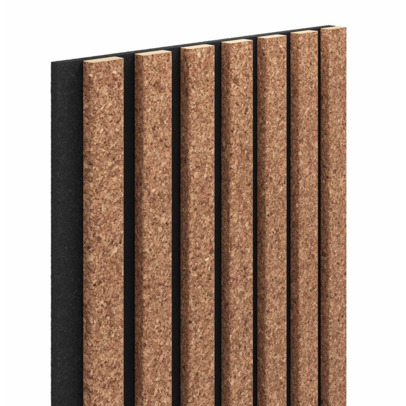 Panel lamelowy ścienny na filcu Vertical Line MDF 30 x 265 cm czarny / korek