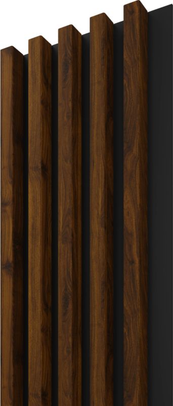 Panel lamelowy ścienny Stegu Linea Comfort MDF 265 x 24,5 x 3 cm orzech / czarny