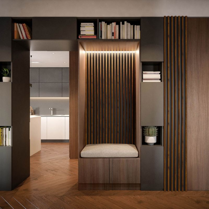 Panel lamelowy ścienny Stegu Linea Comfort MDF 265 x 24,5 x 3 cm orzech / czarny