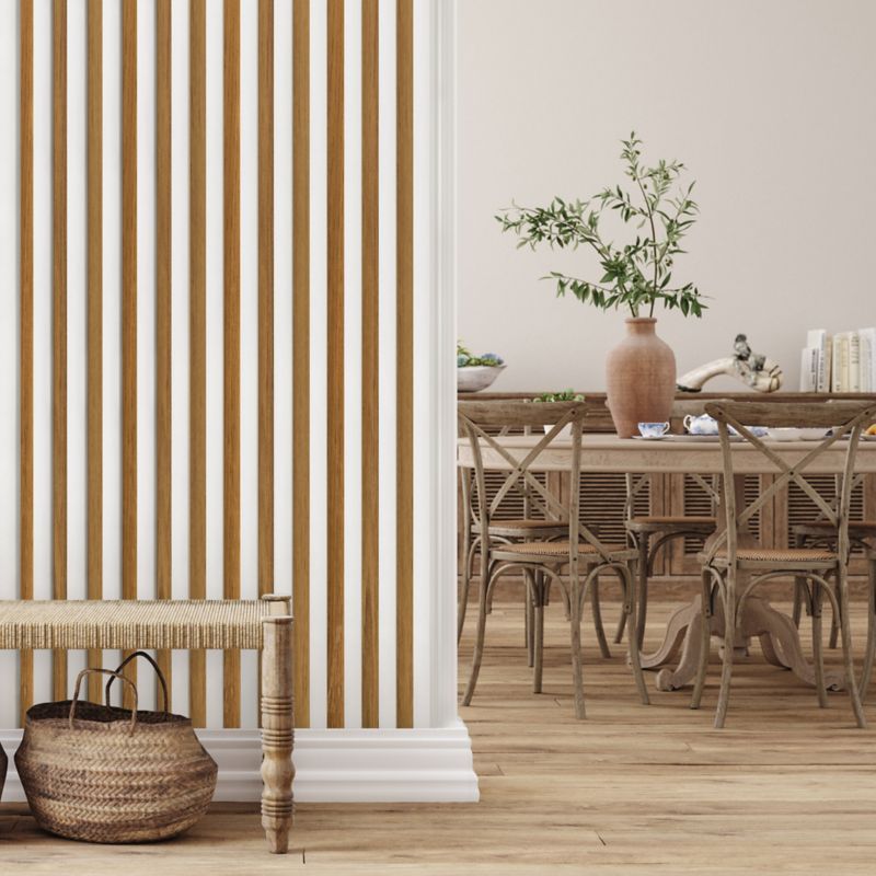 Panel lamelowy ścienny Stegu Linea MDF 275 x 17,6 cm biały / dąb
