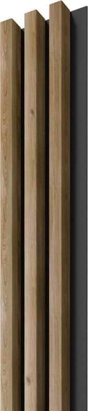 Panel lamelowy ścienny Stegu Linea MDF 275 x 17,6 cm czarny / dąb