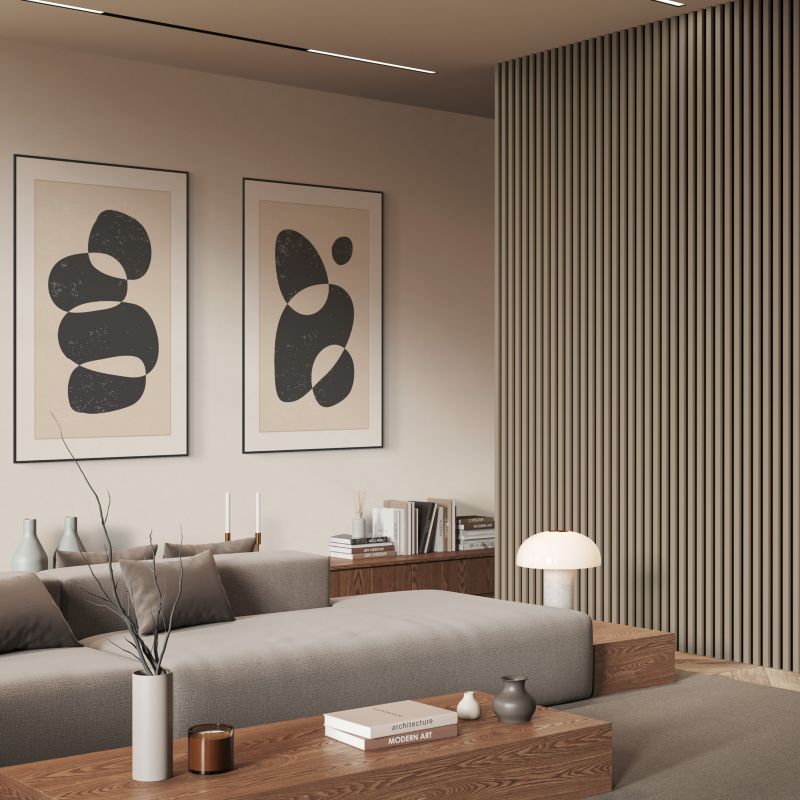 Panel lamelowy ścienny Stegu Linea Select MDF 265 x 24,5 cm kaszmir / czarny