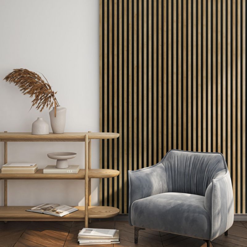 Panel lamelowy ścienny Stegu Linea Select MDF 265 x 24,5 x 1,9 cm dąb / czarny