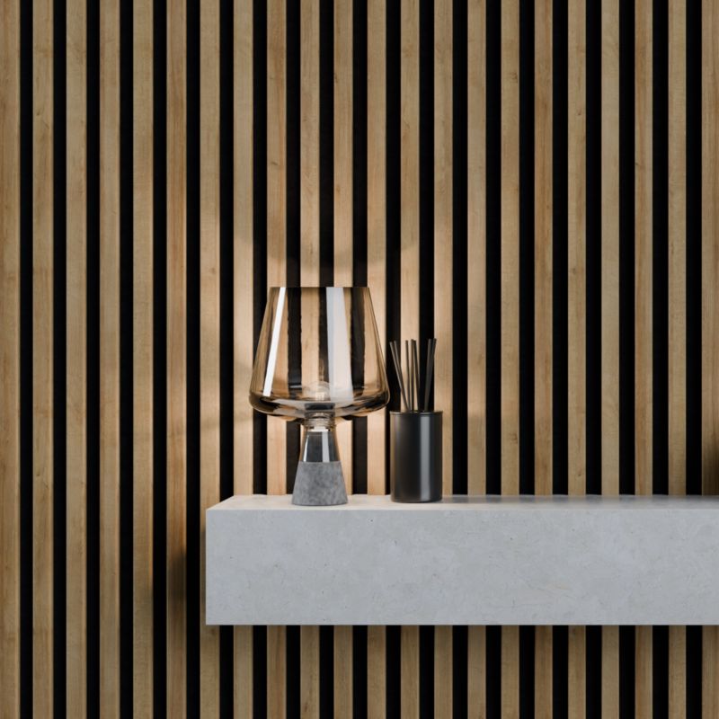 Panel lamelowy ścienny Stegu Linea Silento MDF 265 x 24,5 cm dąb/czarny