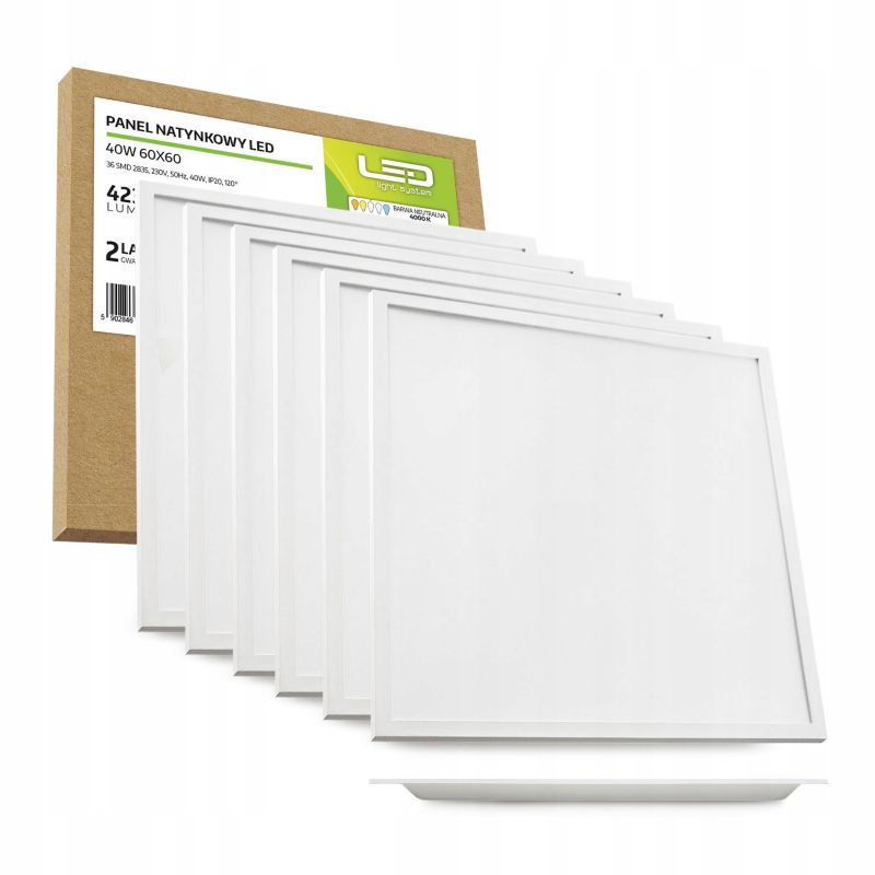 Panel LED 60x60 LLs 40W plafon sufitowy IP40 4000lm podtynkowy 6szt.