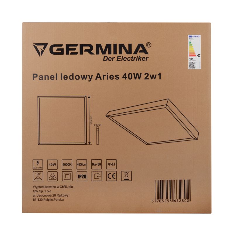 Panel LED Germina 40W Natynkowy 60X60 1szt.