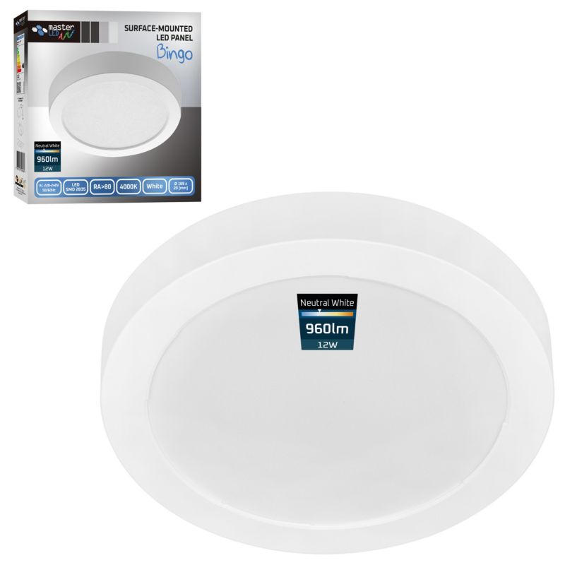 Panel LED MasterLED Bingo 12W IP20 neutralna biel 4000K okrągły biały 1 szt.