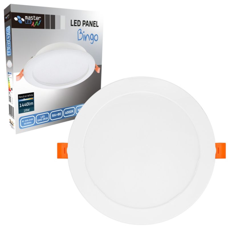 Panel LED MasterLED Bingo 18W IP20  neutralna biel 4000K wpuszczany biały 1 szt.