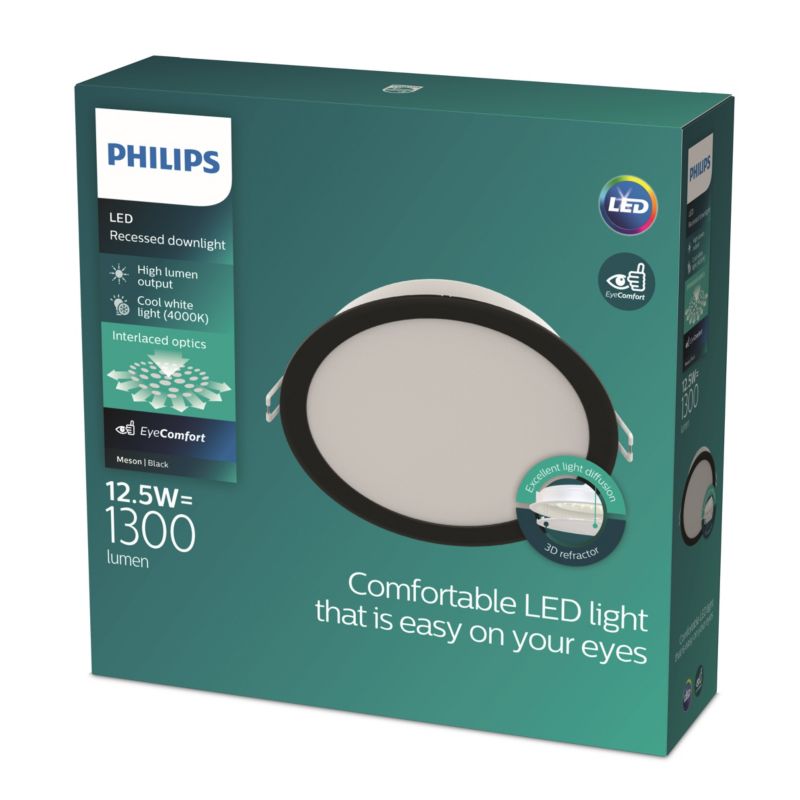 Panel LED Meson Philips Oprawa Podtynkowa Wpuszczana LED 12.5W 1300lm 4000K Czarna 1 szt.