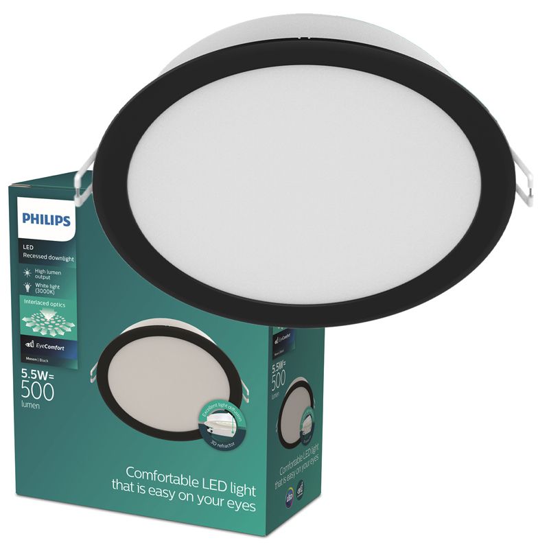 Panel LED Meson Philips Oprawa Podtynkowa Wpuszczana LED 5.5W 500lm 3000K Czarna 1 szt.