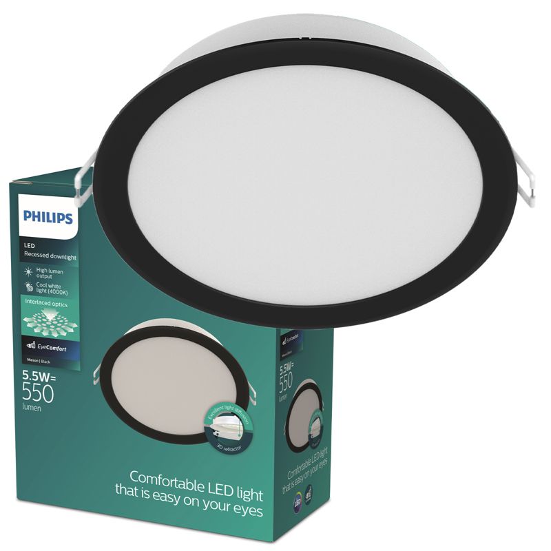 Panel LED Meson Philips Oprawa Podtynkowa Wpuszczana LED 5.5W 550lm 4000K Czarna 1 szt.
