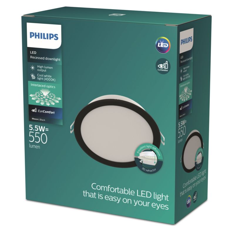 Panel LED Meson Philips Oprawa Podtynkowa Wpuszczana LED 5.5W 550lm 4000K Czarna 1 szt.