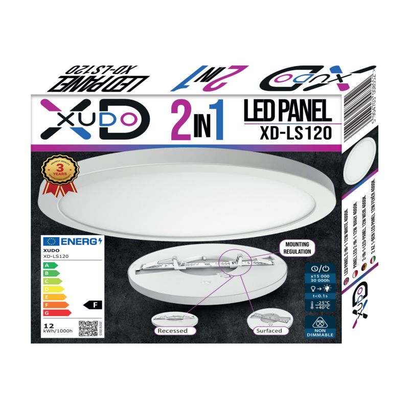 Panel LED XUDO 12W 2-in-1 Biały neutralny 4000K Biały Okrągły 1 szt.