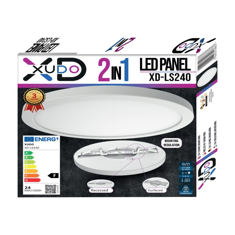 Panel LED XUDO 2-in-1 24W Biały neutralny 4000K Biały Okrągły 1 szt.