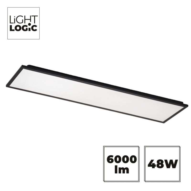 Panel LightLogic natynkowy LL 48W 30x120 B 67065 czarny sufitowy prostokątny  4000K 6000lm 1szt.