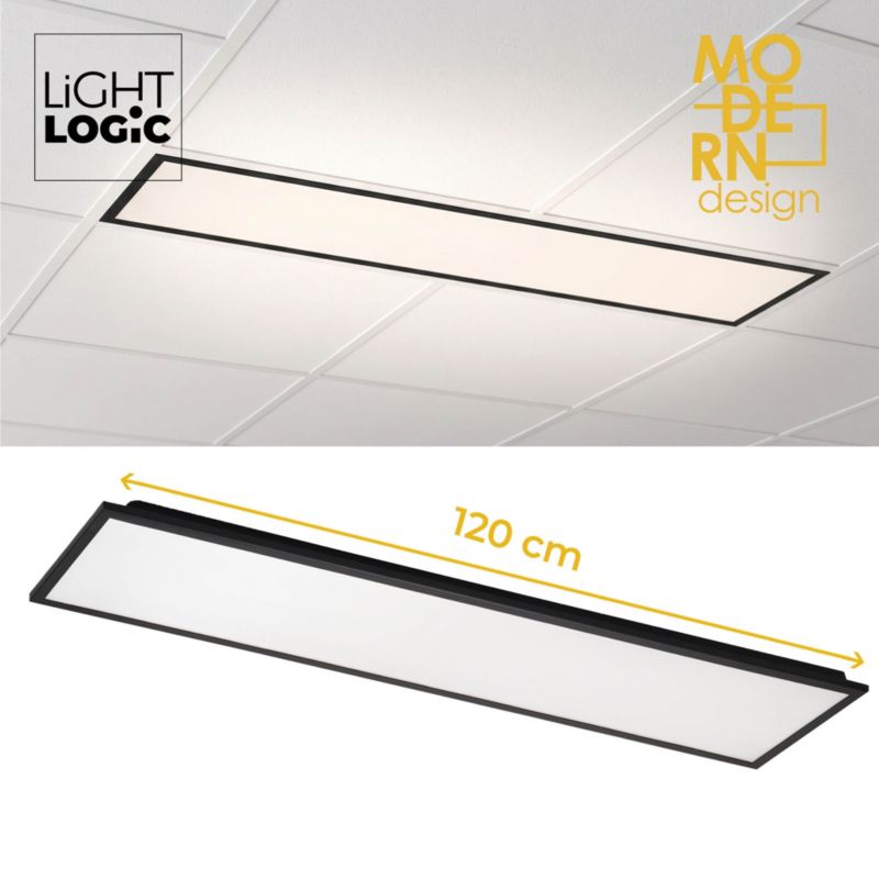 Panel LightLogic natynkowy LL 48W 30x120 B 67065 czarny sufitowy prostokątny  4000K 6000lm 1szt.
