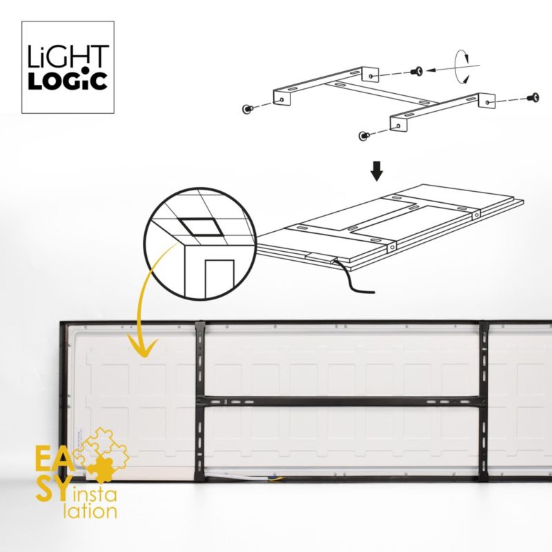 Panel LightLogic natynkowy LL 48W 30x120 B 67065 czarny sufitowy prostokątny  4000K 6000lm 1szt.