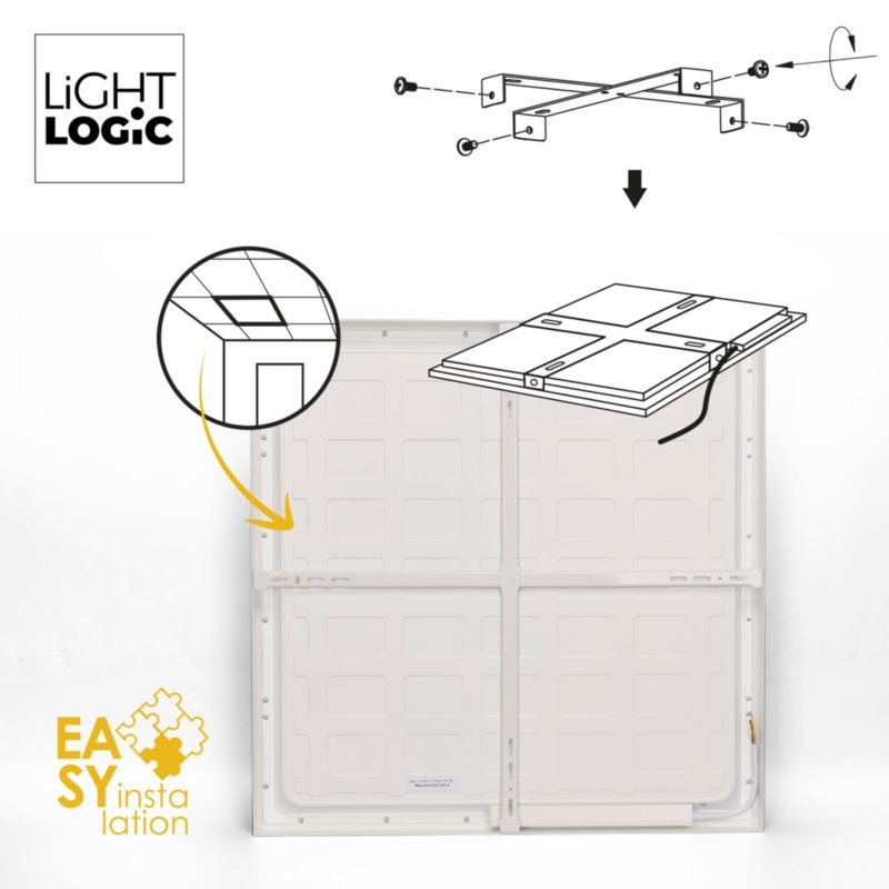 Panel LightLogic natynkowy LL 48W 60x60 W 67062 sufitowy biały kwadratowy 1szt.