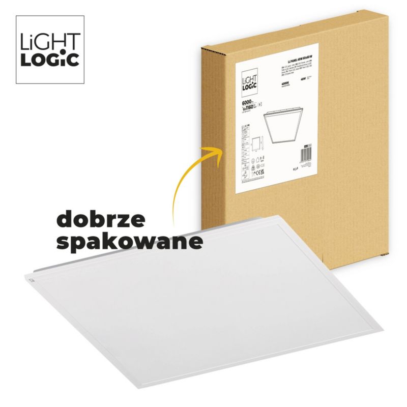 Panel LightLogic natynkowy LL 48W 60x60 W 67062 sufitowy biały kwadratowy 1szt.