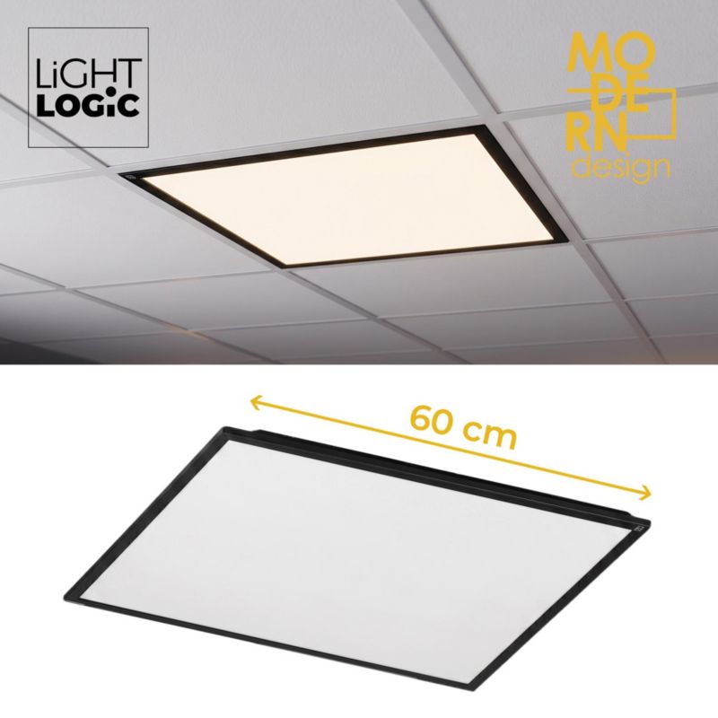 Panel LightLogic natynkowy LL PANEL 48W 60x60 B 67063 czarny kwadratowy sufitowy 4000K 48W 1szt.