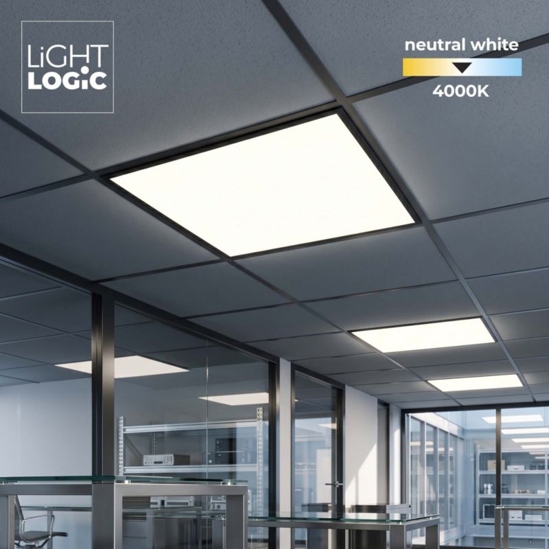 Panel LightLogic natynkowy LL PANEL 48W 60x60 B 67063 czarny kwadratowy sufitowy 4000K 48W 1szt.