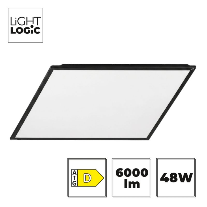 Panel LightLogic natynkowy LL PANEL 48W 60x60 B 67063 czarny kwadratowy sufitowy 4000K 48W 1szt.