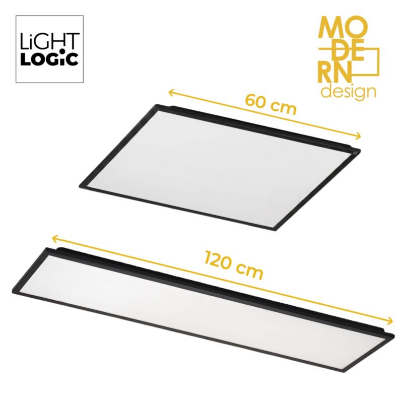 Panel LightLogic natynkowy LL PANEL 48W 60x60 B 67063 czarny kwadratowy sufitowy 4000K 48W 1szt.