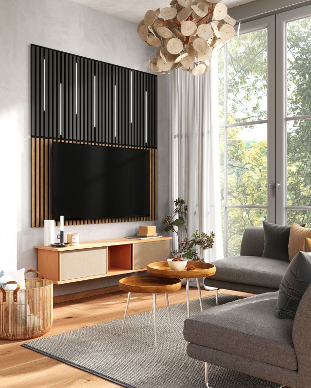 Panel na filcu LED MDF 15,3 x 50 cm czarny