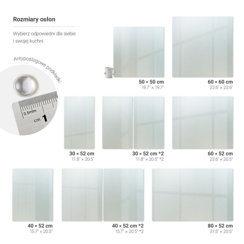 Panel Ochronny Wallfluent 60x60 cm Efekt Mrożonego Szkła Do Kuchni, Podstawka Pod Czajnik, Ekspres 1 szt.