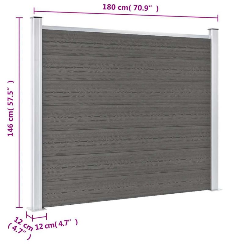 Panel ogrodzeniowy z WPC vidaXL 180x146 cm szary