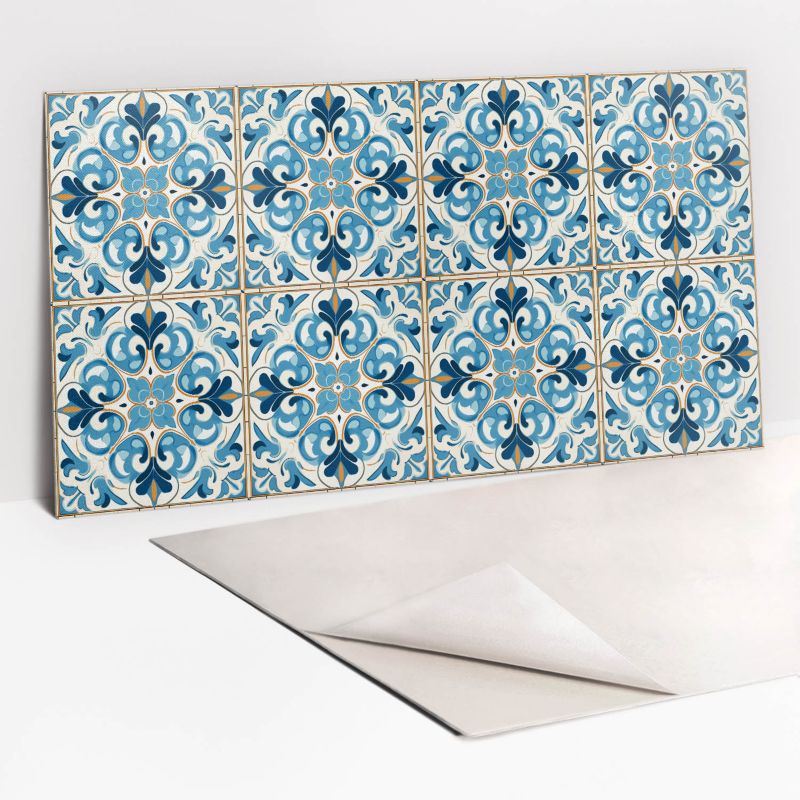 Panel samoprzylepny Tulup 100x50 cm Błekitno-złoty ornament 1 szt.