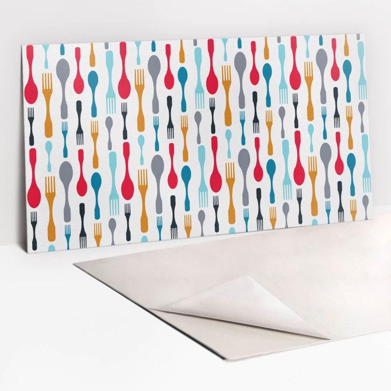 Panel samoprzylepny Tulup 100x50 cm Kolorowe sztućce 1 szt.