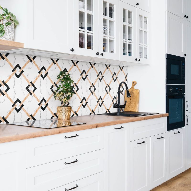 Panel samoprzylepny Tulup 100x50 cm Marmur i kwadraty 1 szt.