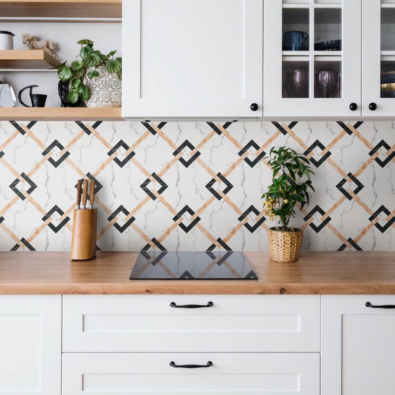 Panel samoprzylepny Tulup 100x50 cm Marmur i kwadraty 1 szt.
