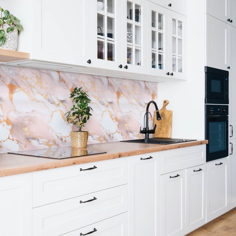 Panel samoprzylepny Tulup 100x50 cm Pastelowy marmur i złoto 1 szt.