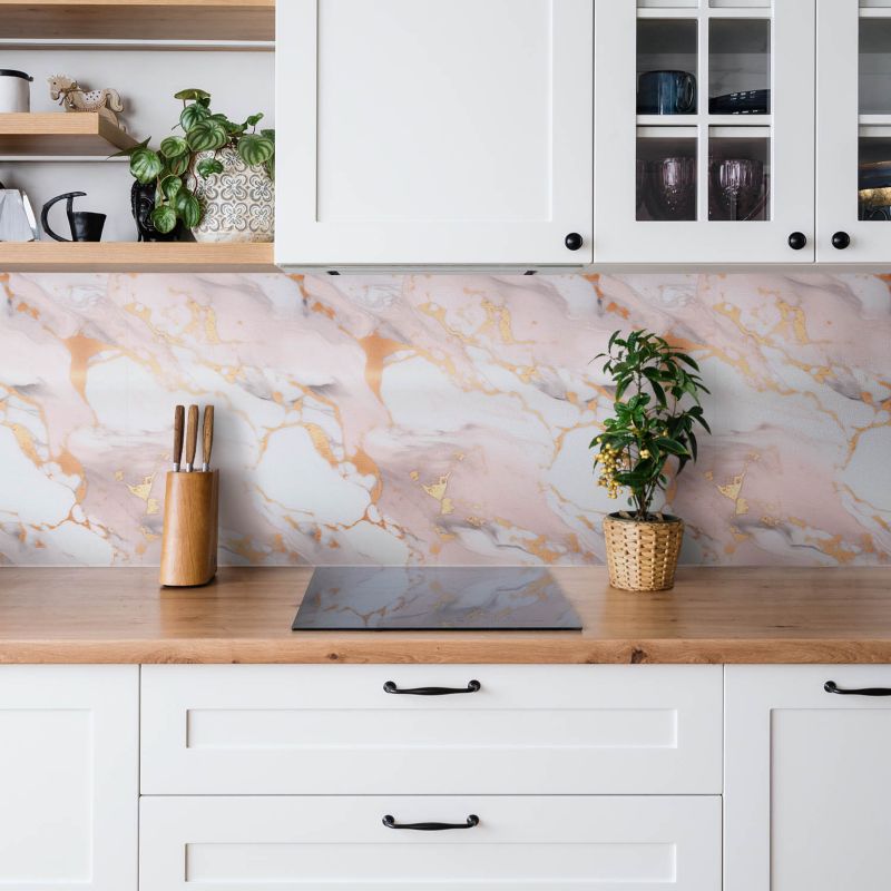 Panel samoprzylepny Tulup 100x50 cm Pastelowy marmur i złoto 1 szt.